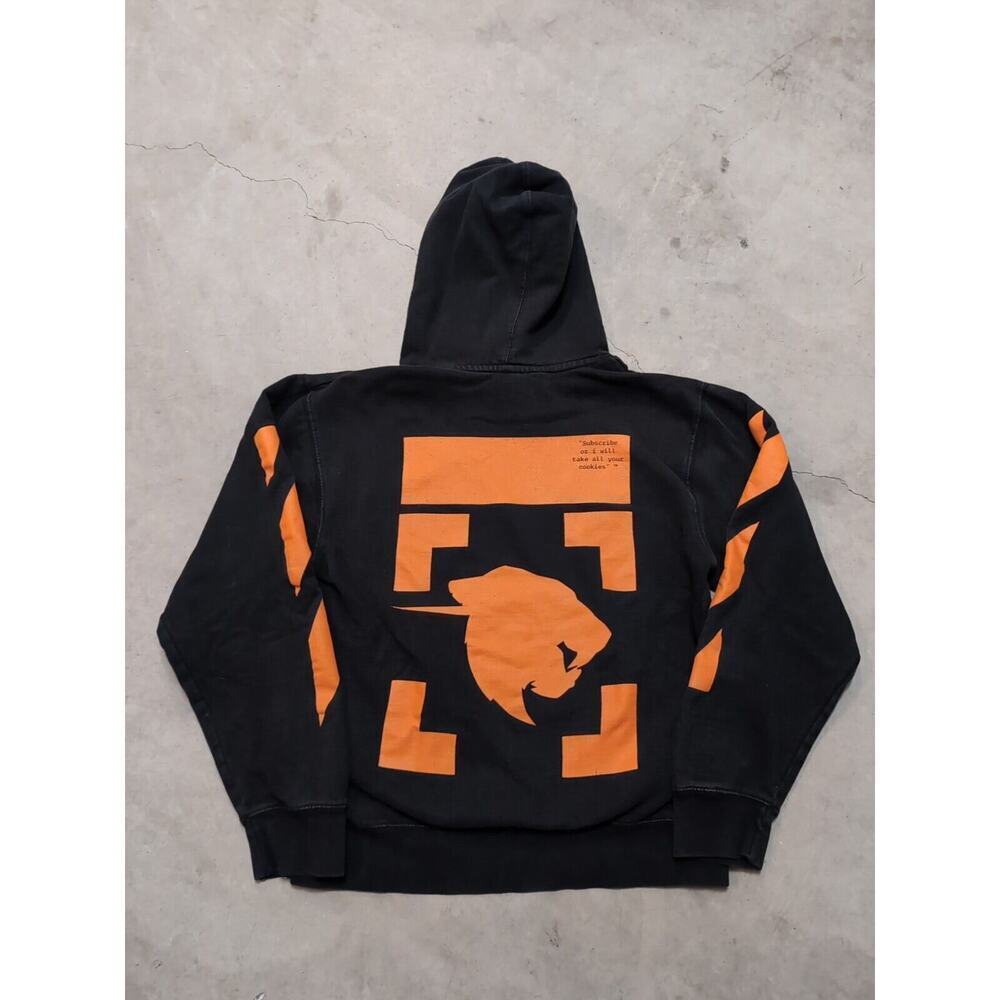 Mr Beast Hoodie Size S Black Sweatshirt Orange Logo Pull-Over